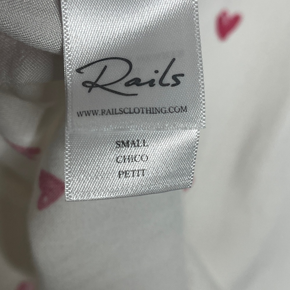 Rails Women's Button Down Shirt Top Small Heart Print Tie Front White Casual - Picture 8 of 8